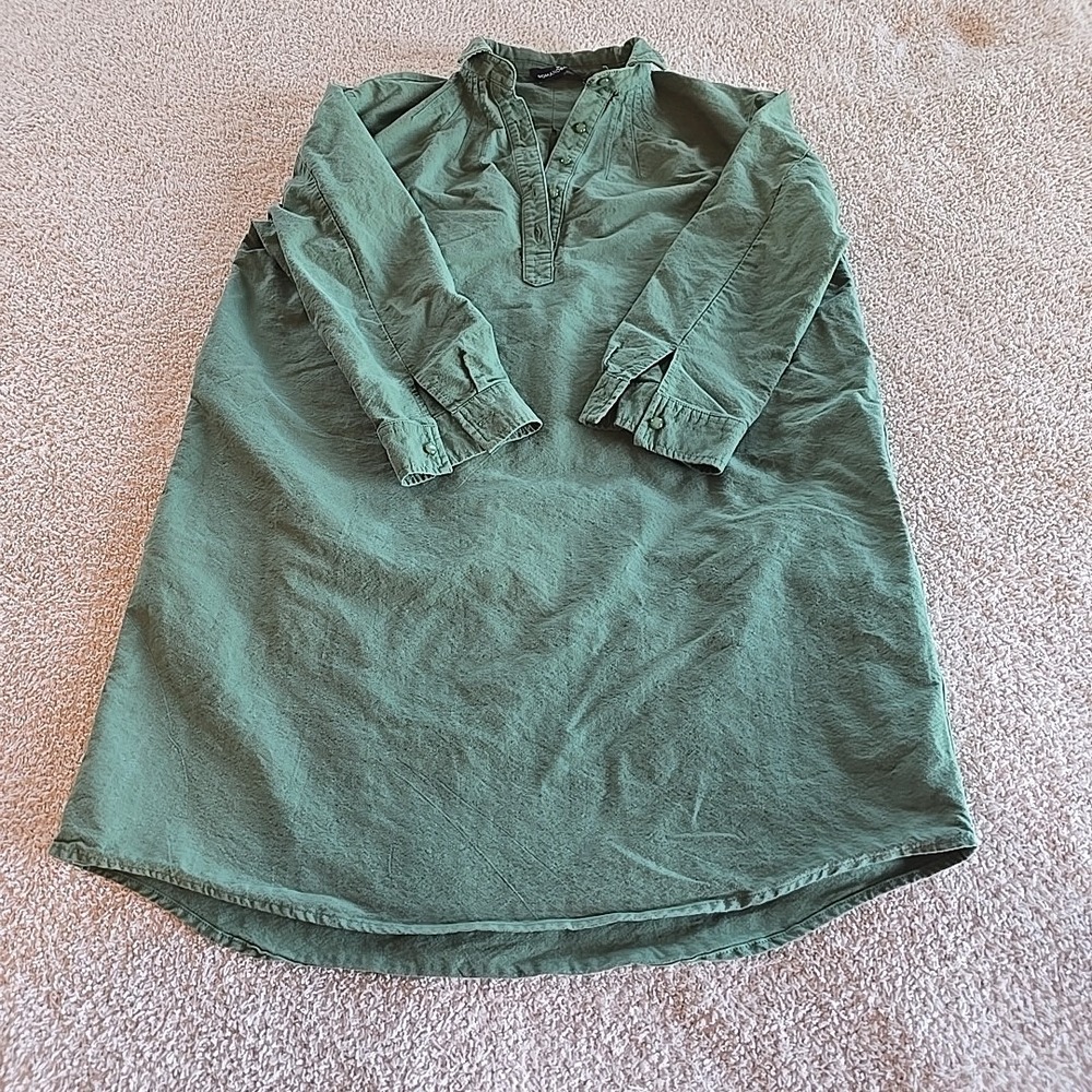 Tuckernuck Pomander Place Polly Shirt Dress Green Boxy Long Sleeve Buttons Sz M - Picture 15 of 15